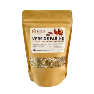 MÉLANGE DE VERS DE FARINE ET DE COQUILLES D’HUÎTRES 400 gr0 gr