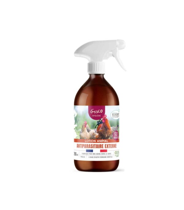 Lotion anti-poux application sur la poule